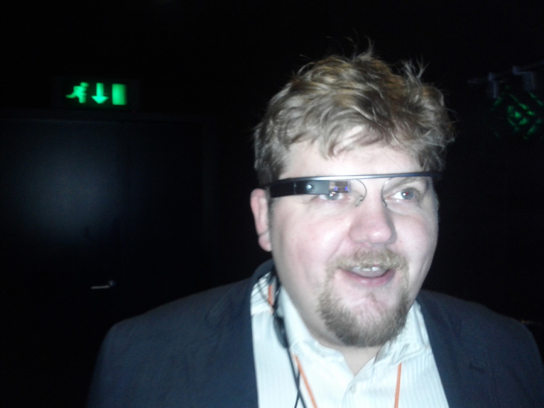 Ivo KLVAŇ trying the Google Glass experience at one of our marketing events